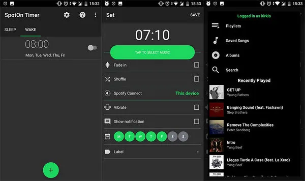 spoton spotify alarm