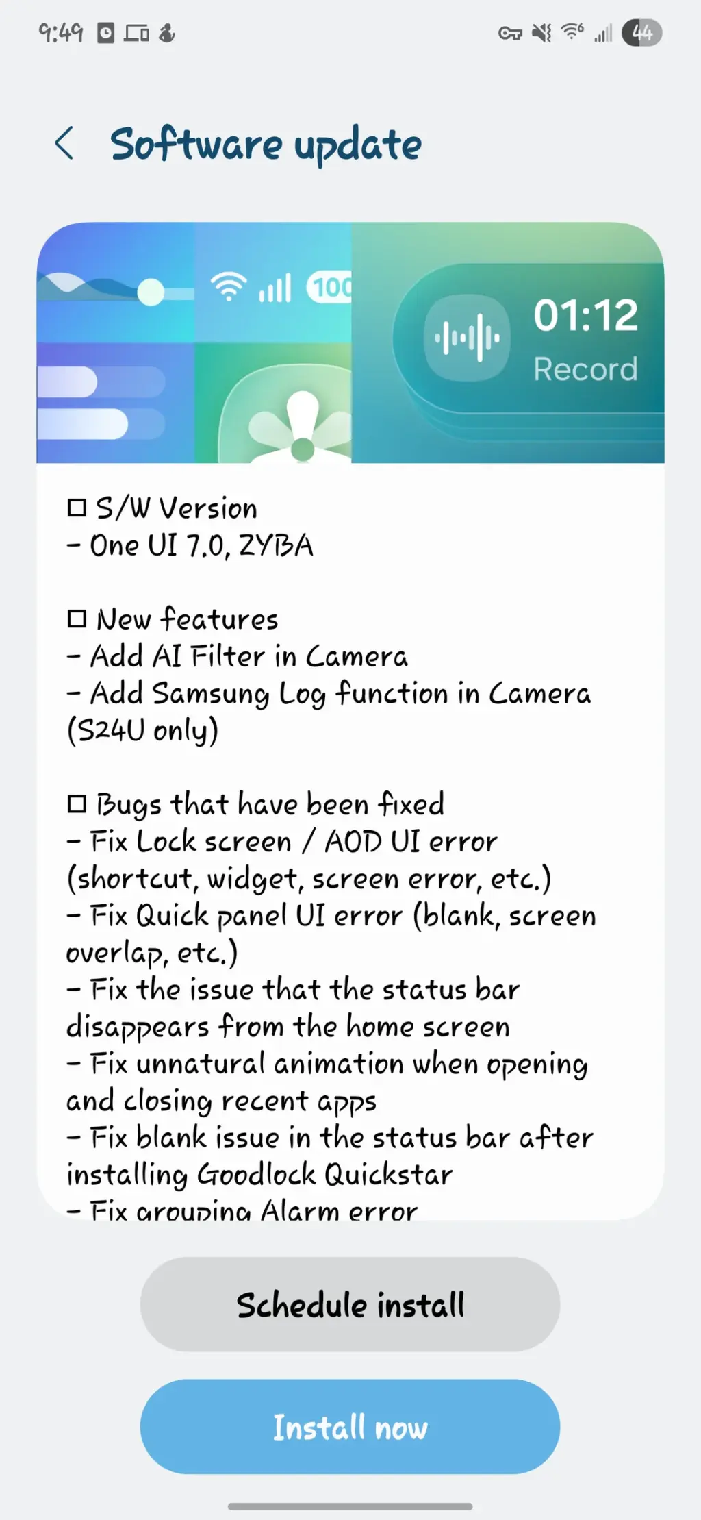 getting one ui 7 beta 4 on my unlocked s24 ultra in us sc v0 12r9h8h0abke1