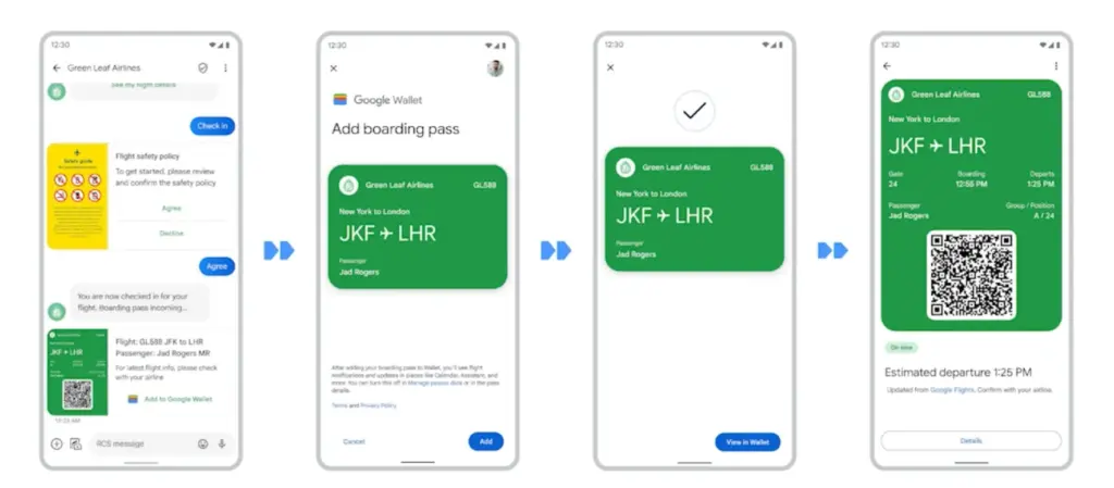 Google Wallet boarding pass