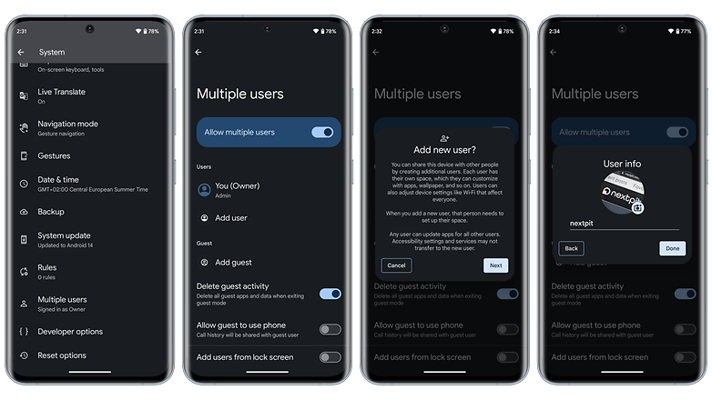 guest mode on Android, hide photos and videos