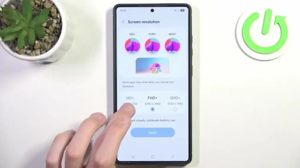 samsung oneui change screen resoltuion to QHD+