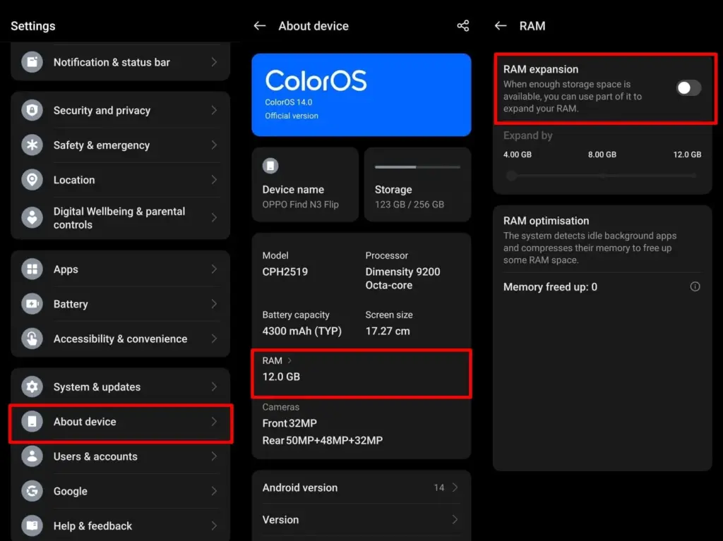 color os extend virtual memory