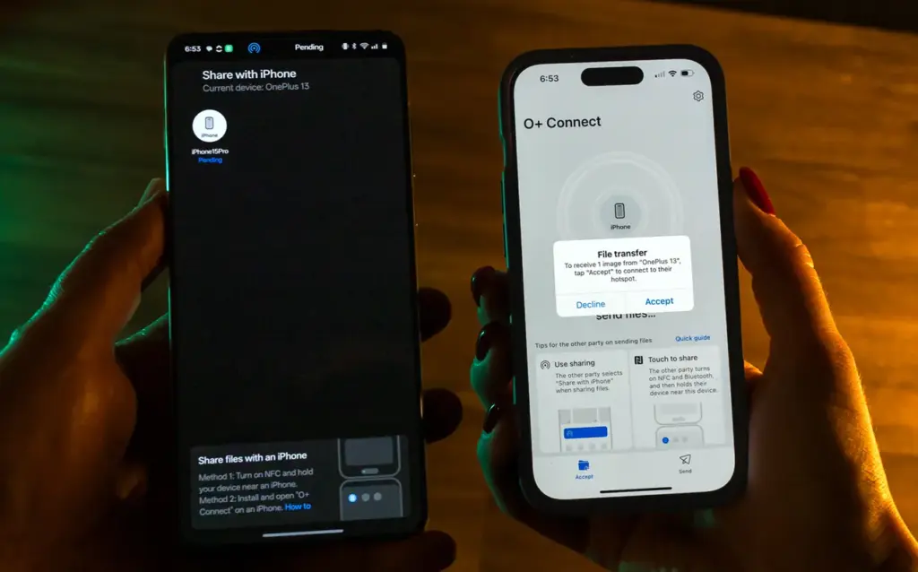 OnePlus 13 share with iPhone