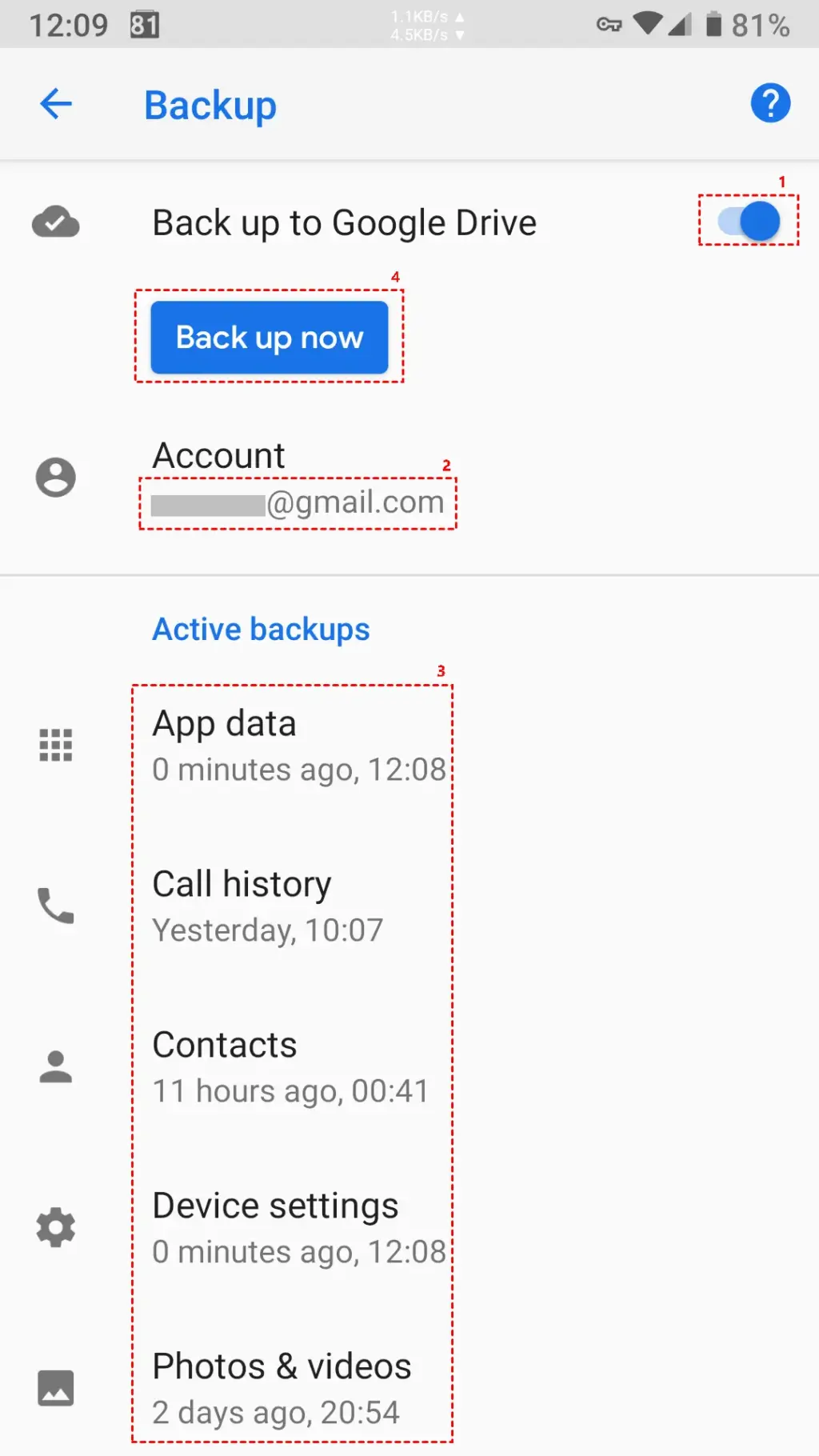 google backup data