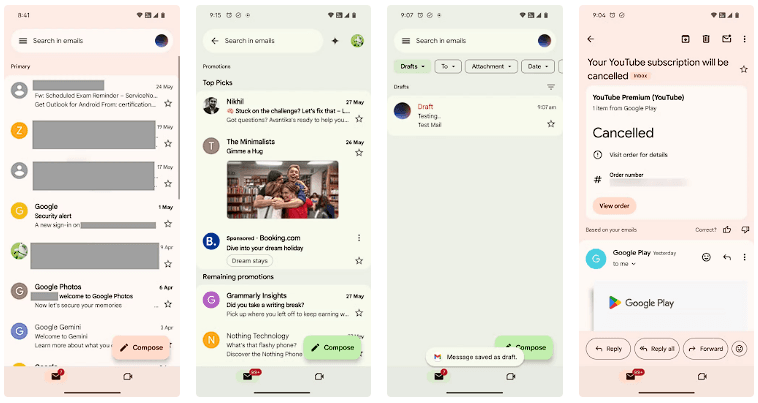 Material 3 Expressive design Gmail