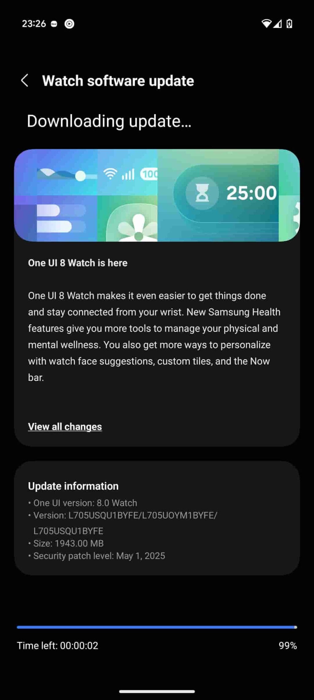 oneui 8 watch stable update