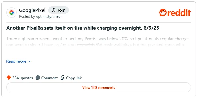google pixel 6a reddit threat