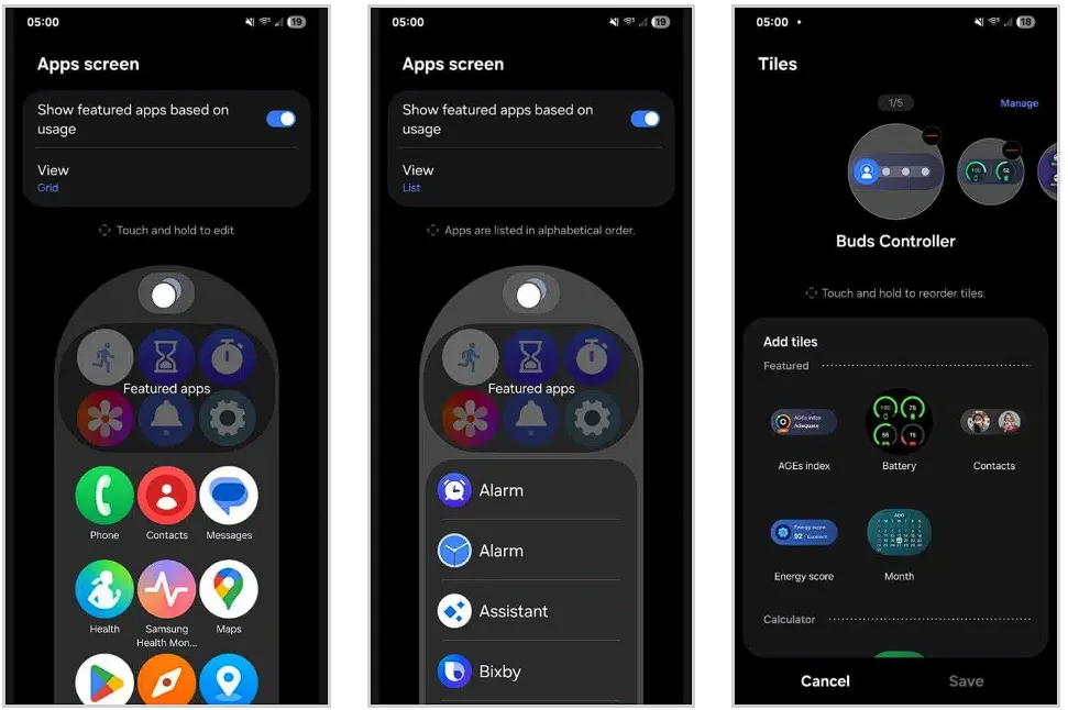 One UI 8 Watch settings menu