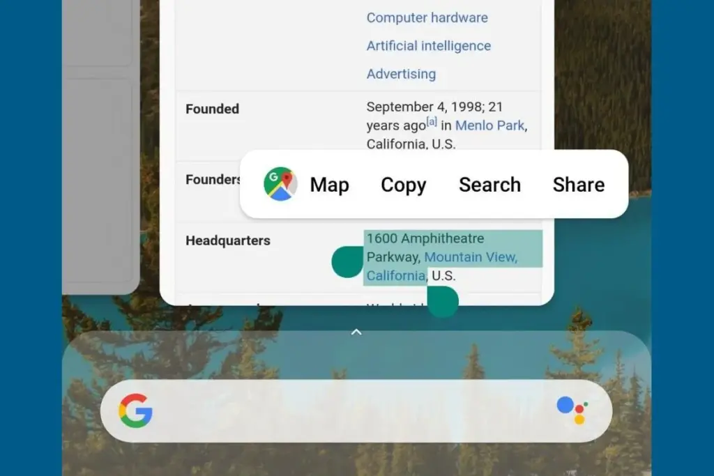 Smart text selection in overview