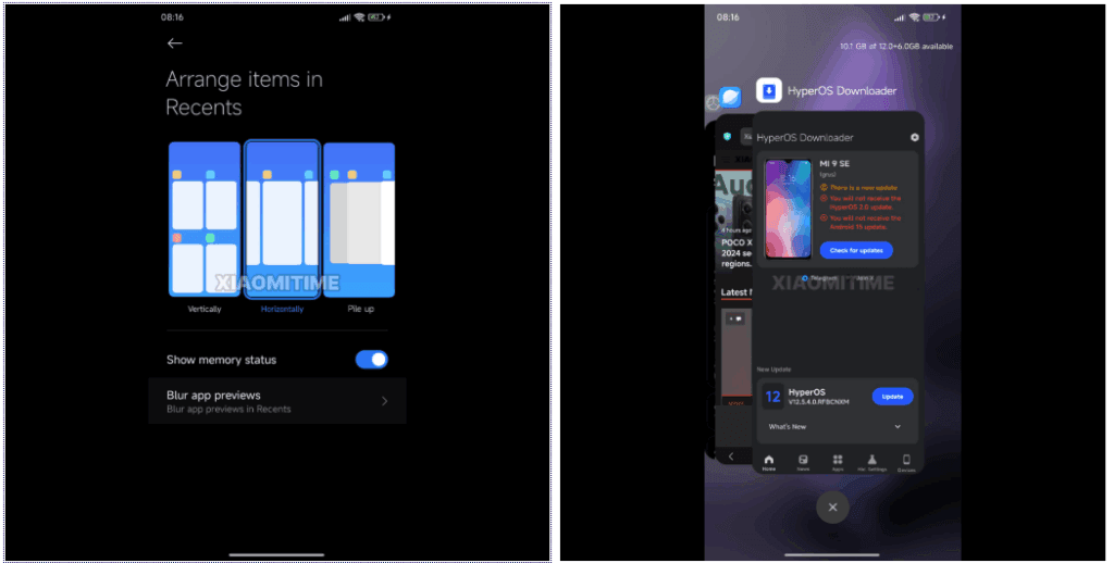xiaomi hyperos 3.1 stacked recent interface